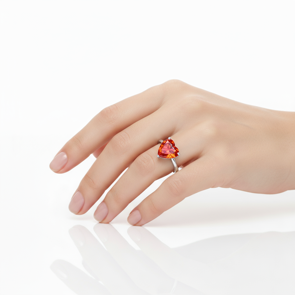 Amore Bold Solitaire Ring – Orange Padparadscha Sapphire