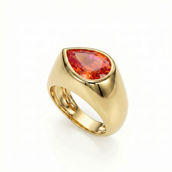 Nova Lateral Signet Ring – Orange Padparadscha Sapphire