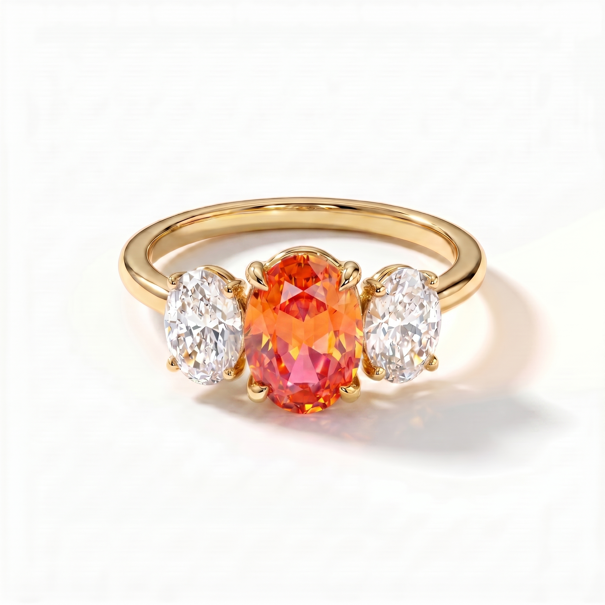 Velara Trilogy Ring – Orange Padparadscha Sapphire