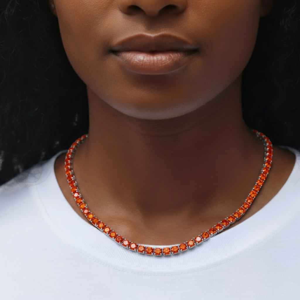 Juno Maxi Tennis Necklace – Orange Padparadscha Sapphire
