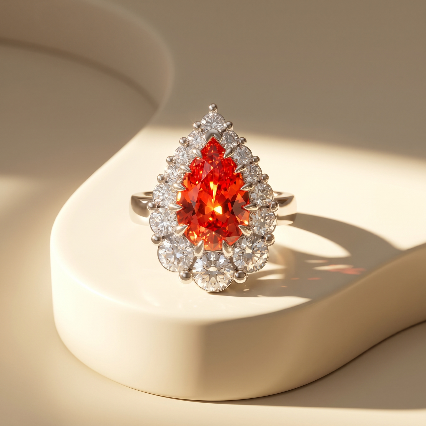 Nova Halo Ring – Orange Padparadscha Sapphire