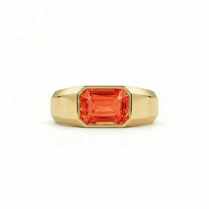 Nexus Signet Ring – Orange Padparadscha Sapphire