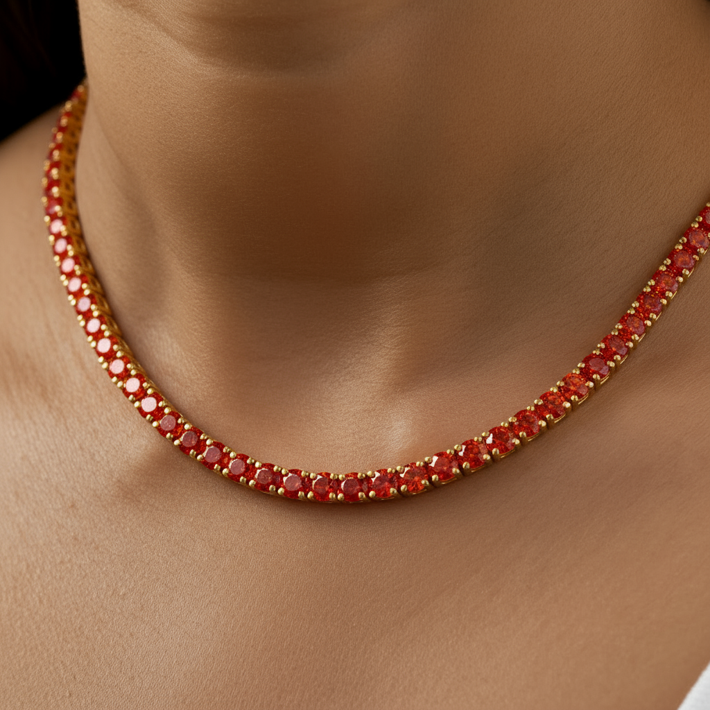 Juno Grande Tennis Necklace – Orange Padparadscha Sapphire