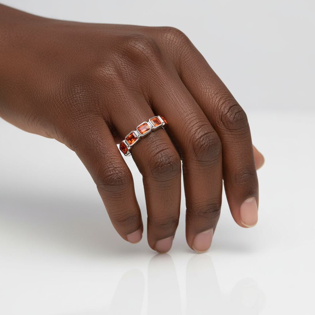 Nexus Lateral Eternity Ring – Orange Padparadscha Sapphire