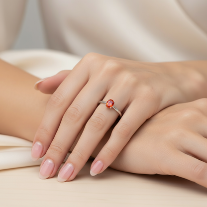 Velara Solitaire Ring – Orange Padparadscha Sapphire