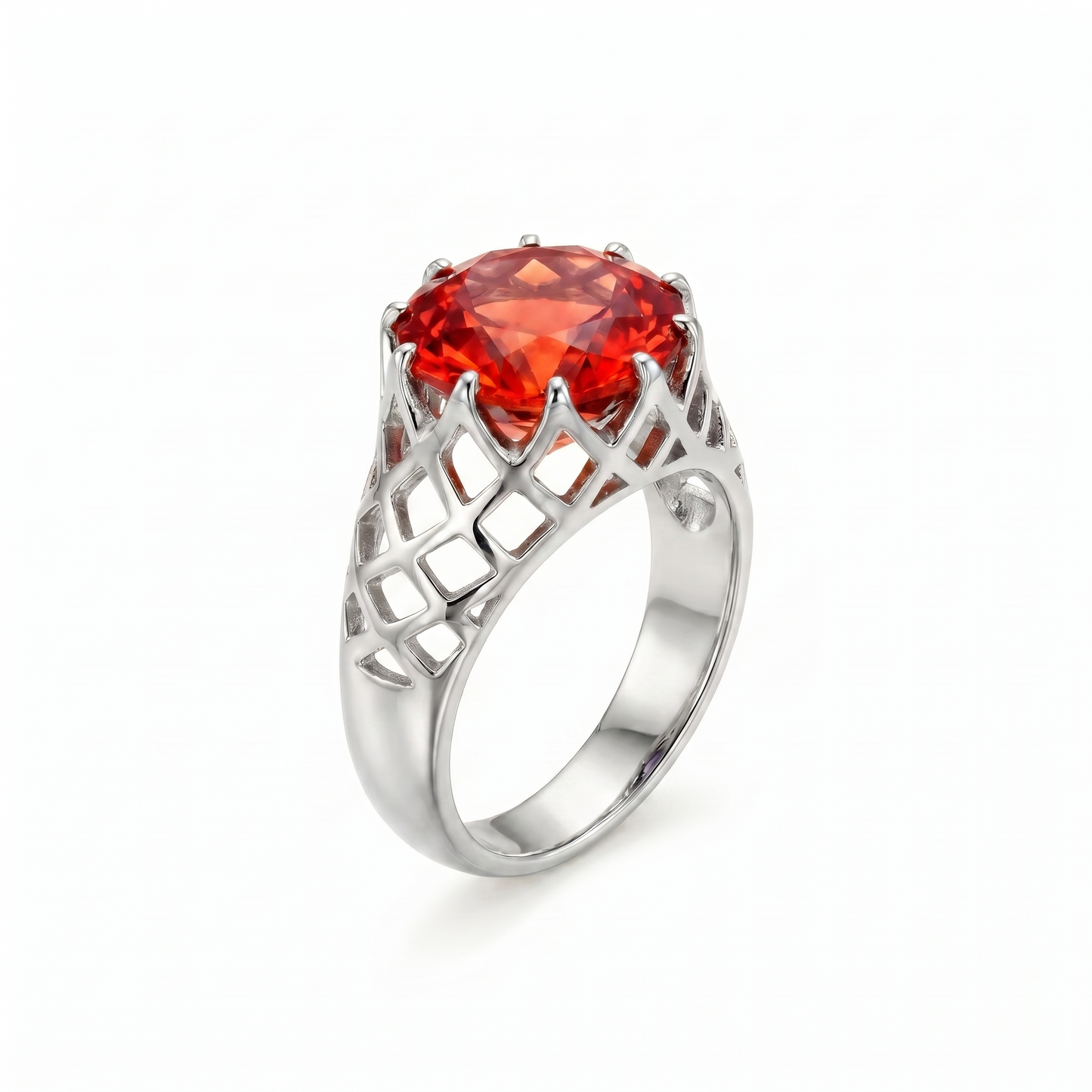 Juno Trellis Ring – Orange Padparadscha Sapphire