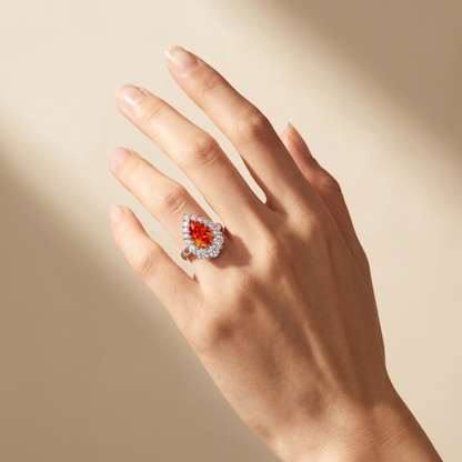 Nova Halo Ring – Orange Padparadscha Sapphire