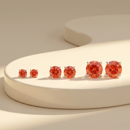 Juno Stud Earrings – Orange Padparadscha Sapphire