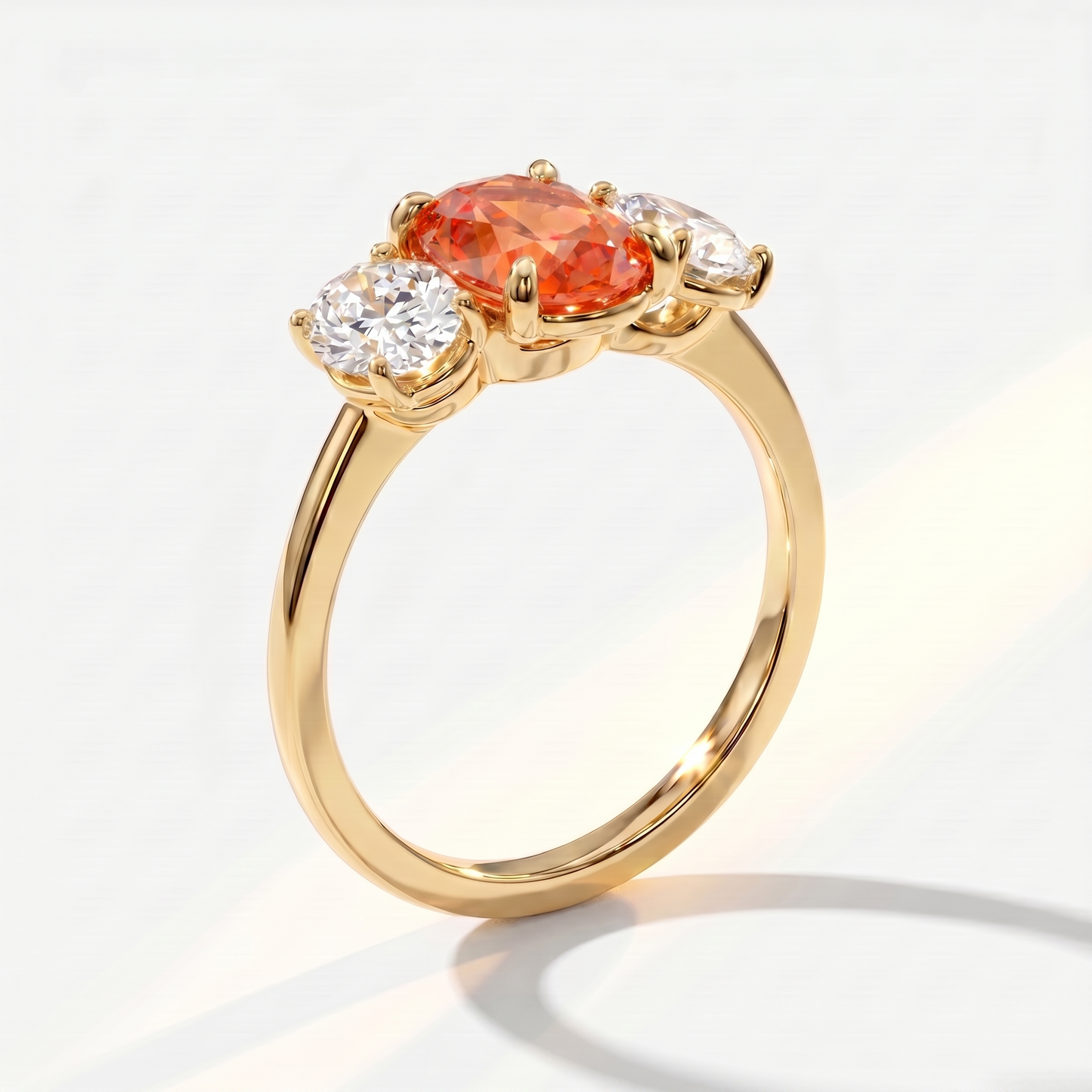 Velara Trilogy Ring – Orange Padparadscha Sapphire