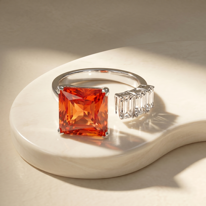 Aria Princess Open Ring – Orange Padparadscha Sapphire