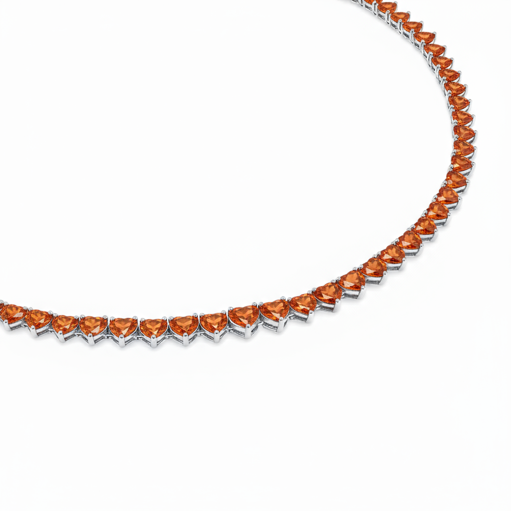 Amore Tennis Necklace – Orange Padparadscha Sapphire