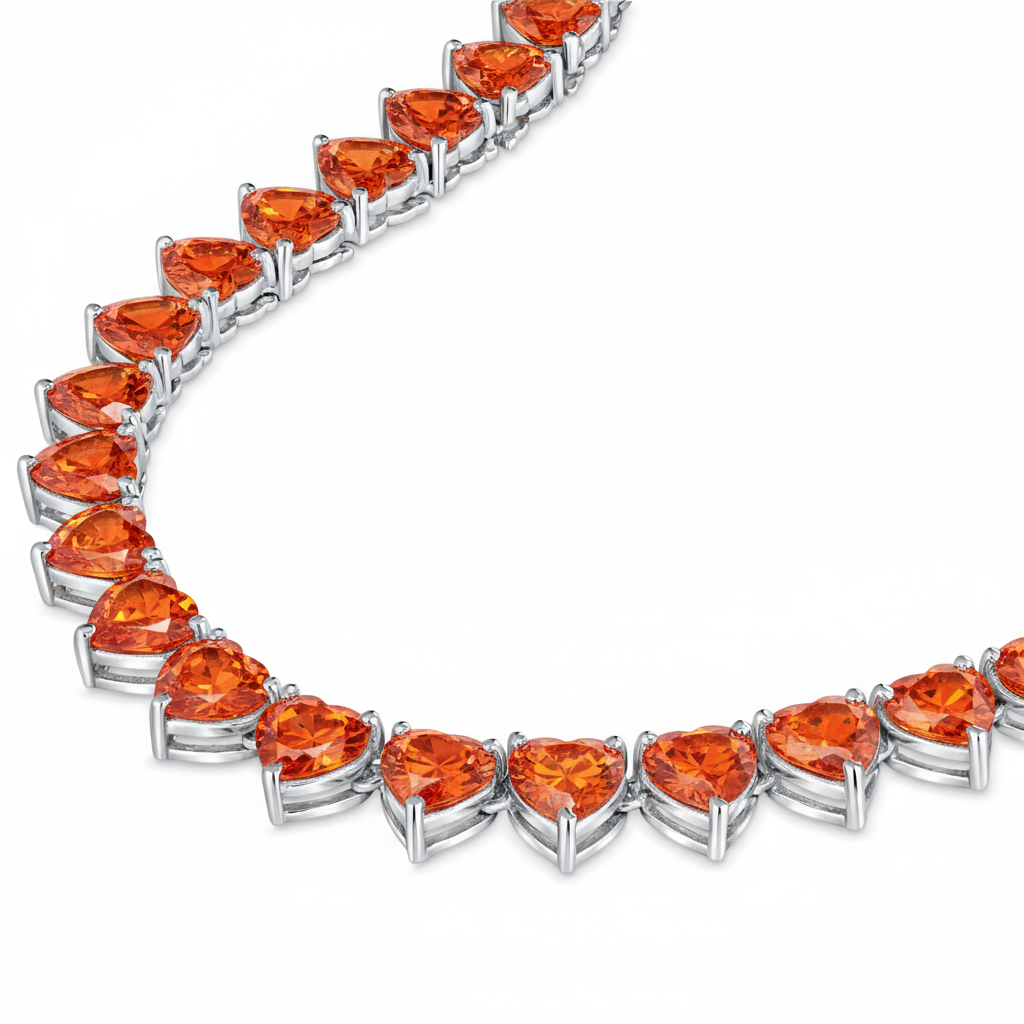 Amore Maxi Tennis Necklace – Orange Padparadscha Sapphire