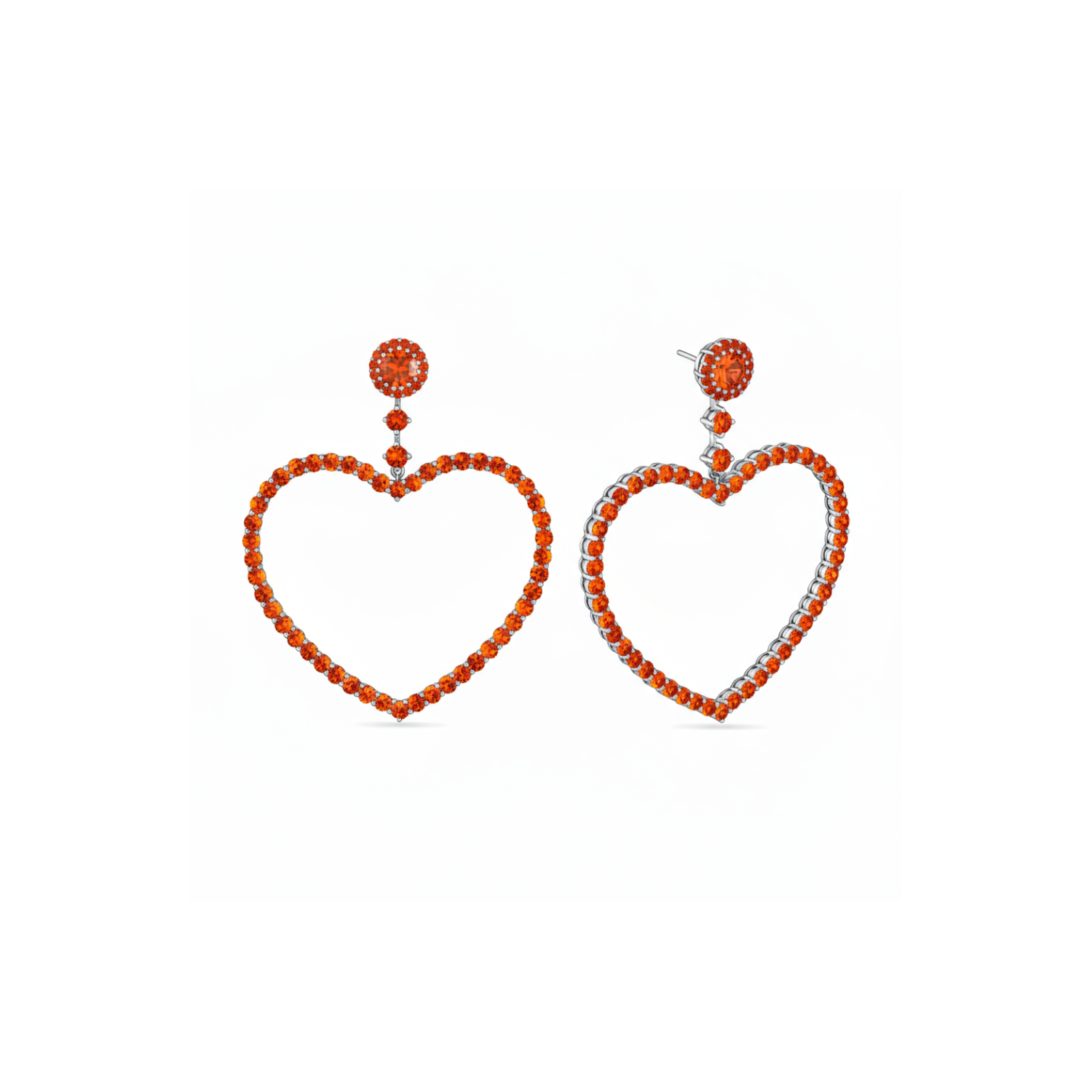 Amore Grand Heart Earrings – Orange Padparadscha Sapphire
