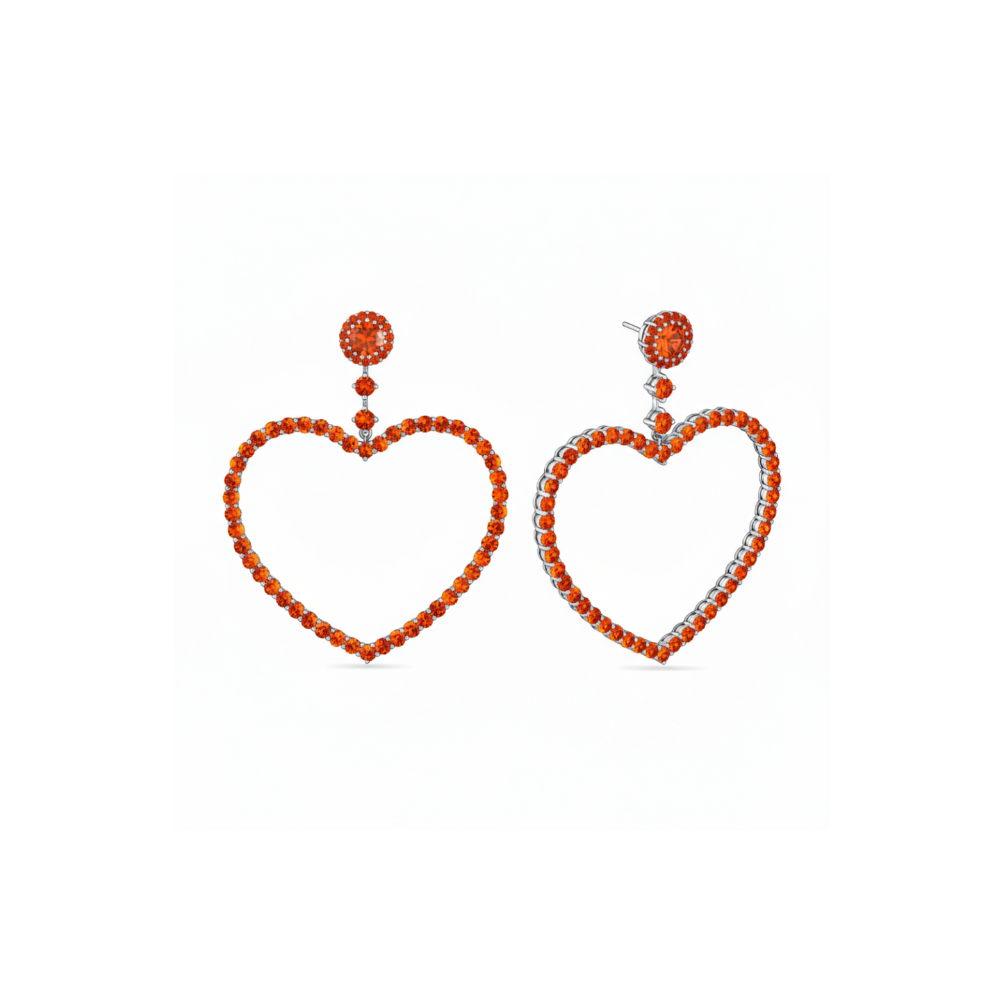 Amore Grand Heart Earrings – Orange Padparadscha Sapphire