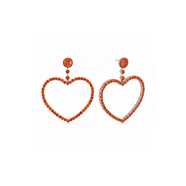 Amore Grand Heart Earrings – Orange Padparadscha Sapphire