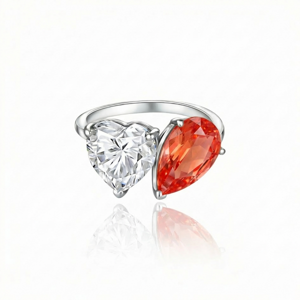 Amore Toi & Moi Ring – Orange Padparadscha Sapphire