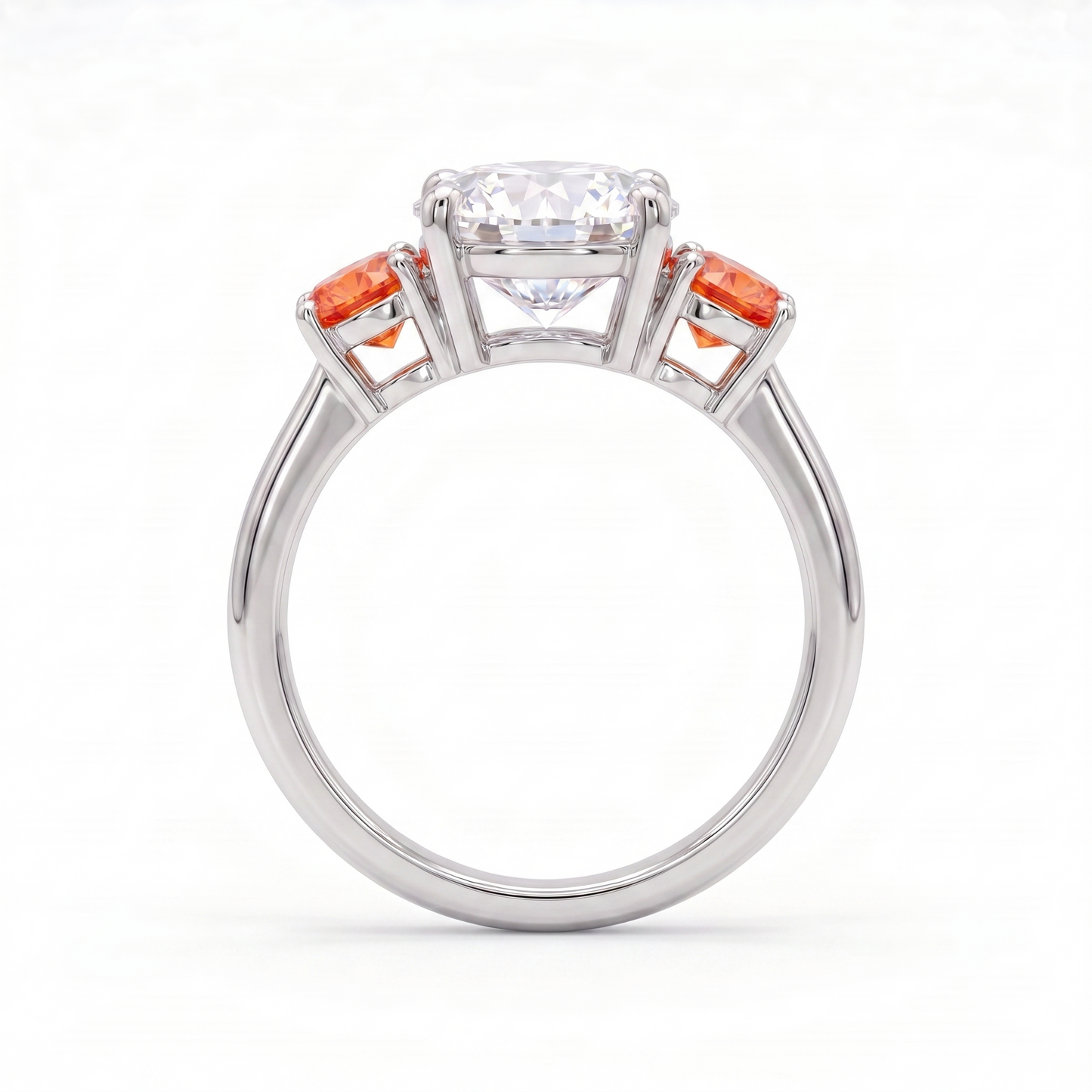 Juno Trilogy Ring – Orange Padparadscha Sapphire