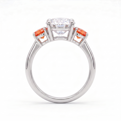 Juno Trilogy Ring – Orange Padparadscha Sapphire