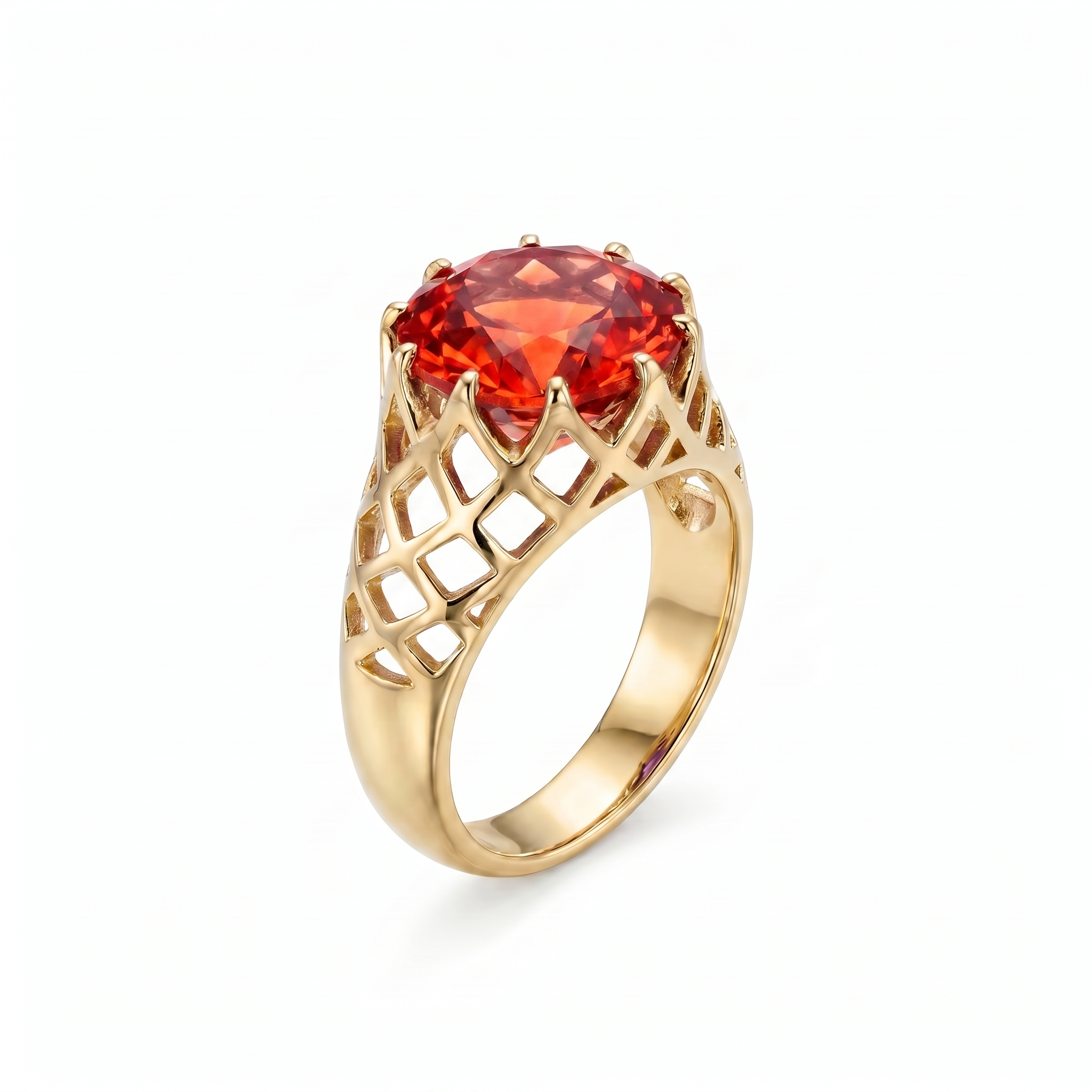 Juno Trellis Ring – Orange Padparadscha Sapphire