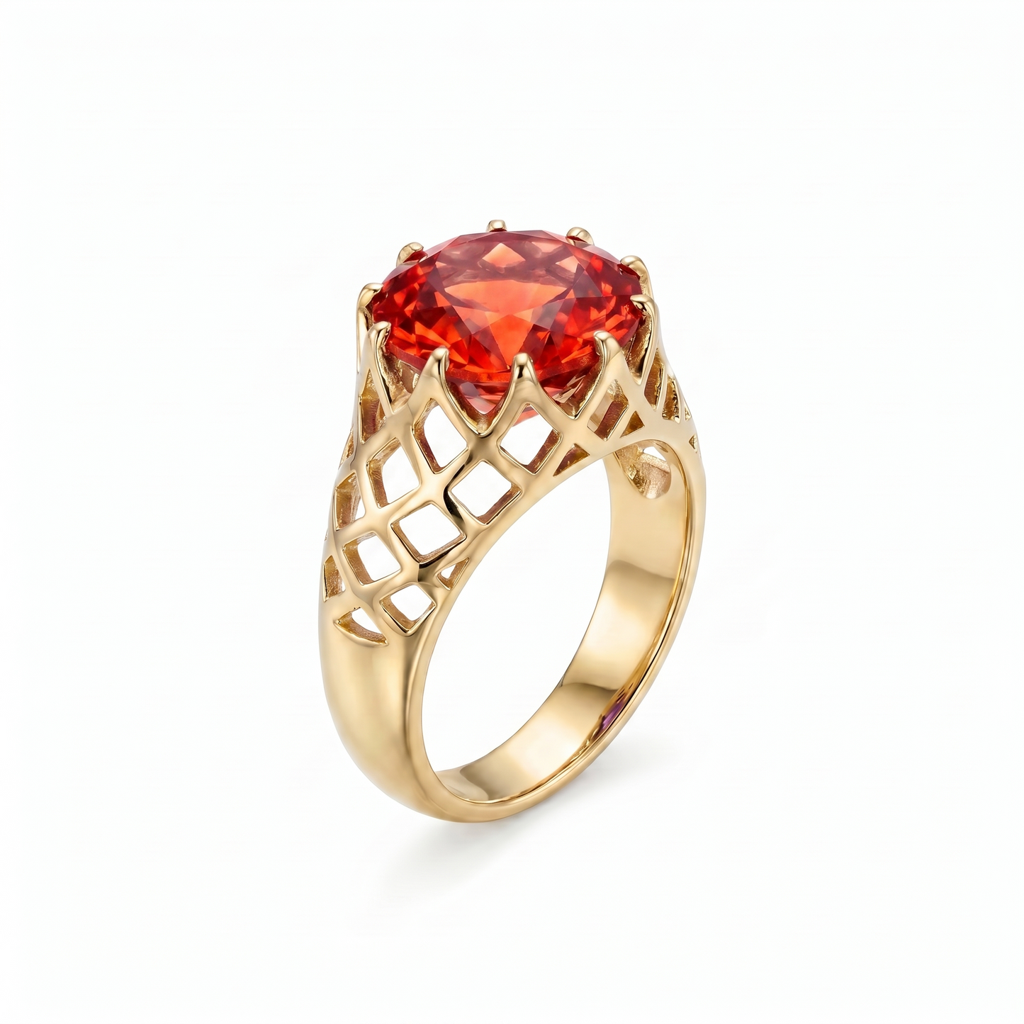 Juno Trellis Ring – Orange Padparadscha Sapphire