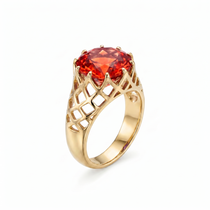 Juno Trellis Ring – Orange Padparadscha Sapphire