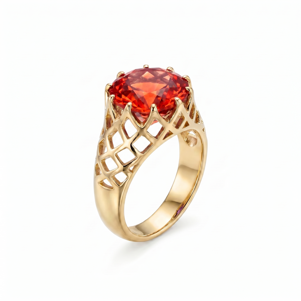 Juno Trellis Ring – Orange Padparadscha Sapphire