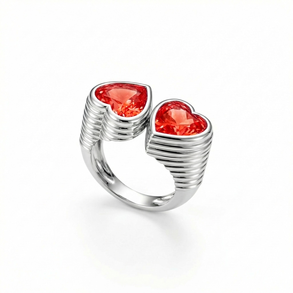 Amore Double Signet Ring – Orange Padparadscha Sapphire