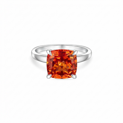 Aria Cushion Solitaire Ring – Orange Padparadscha Sapphire