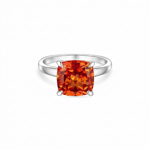 Aria Cushion Solitaire Ring – Orange Padparadscha Sapphire