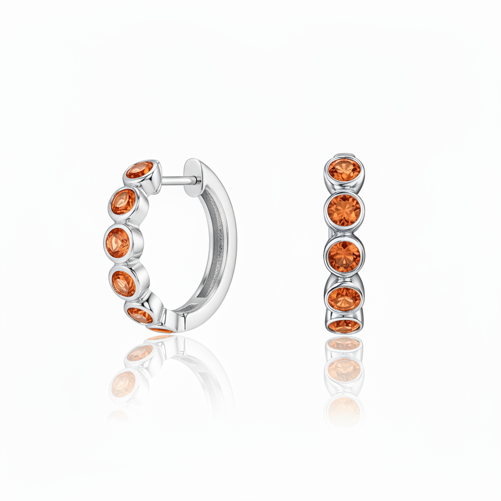 Forma Mini Hoop Earrings – Orange Padparadscha Sapphire