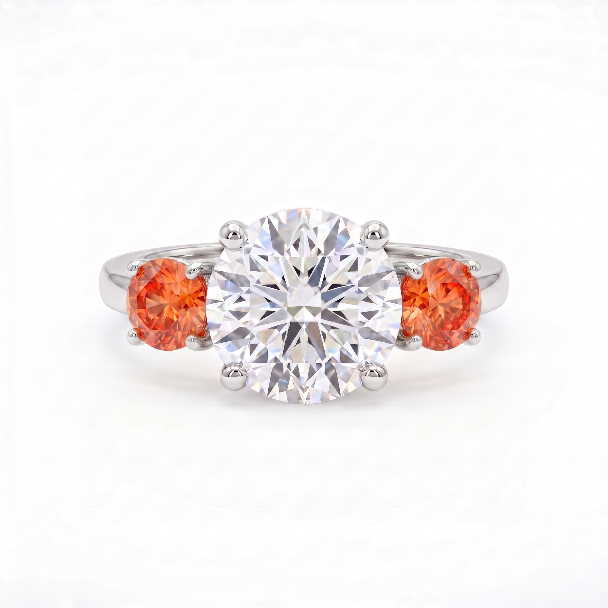 Juno Trilogy Ring – Orange Padparadscha Sapphire