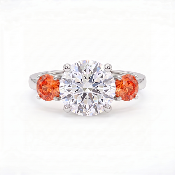 Juno Trilogy Ring – Orange Padparadscha Sapphire