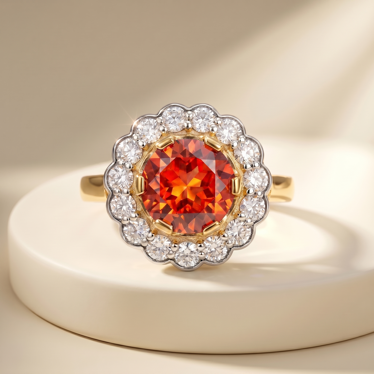 Juno Daisy Ring – Orange Padparadscha Sapphire