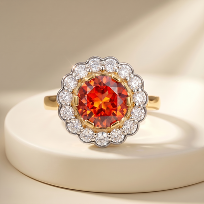 Juno Daisy Ring – Orange Padparadscha Sapphire