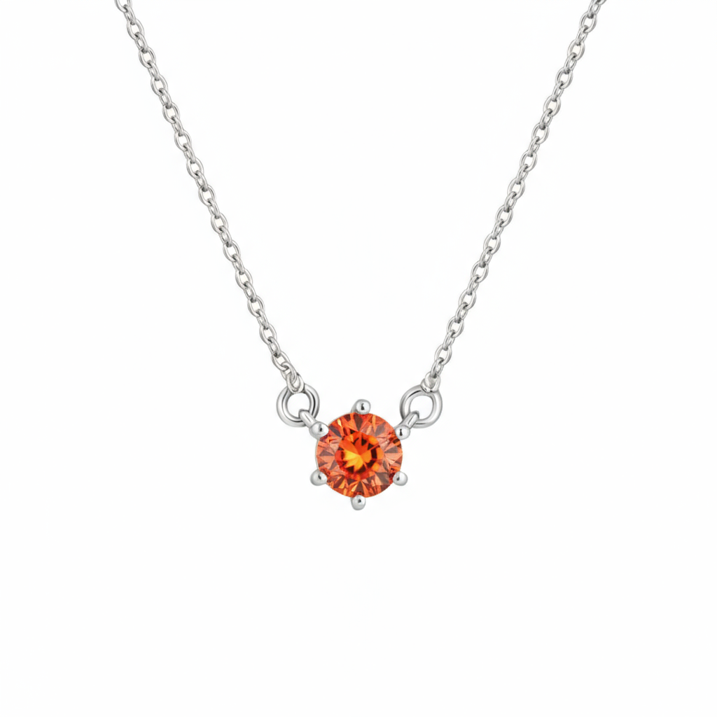 Juno Solitaire Necklace – Orange Padparadscha Sapphire