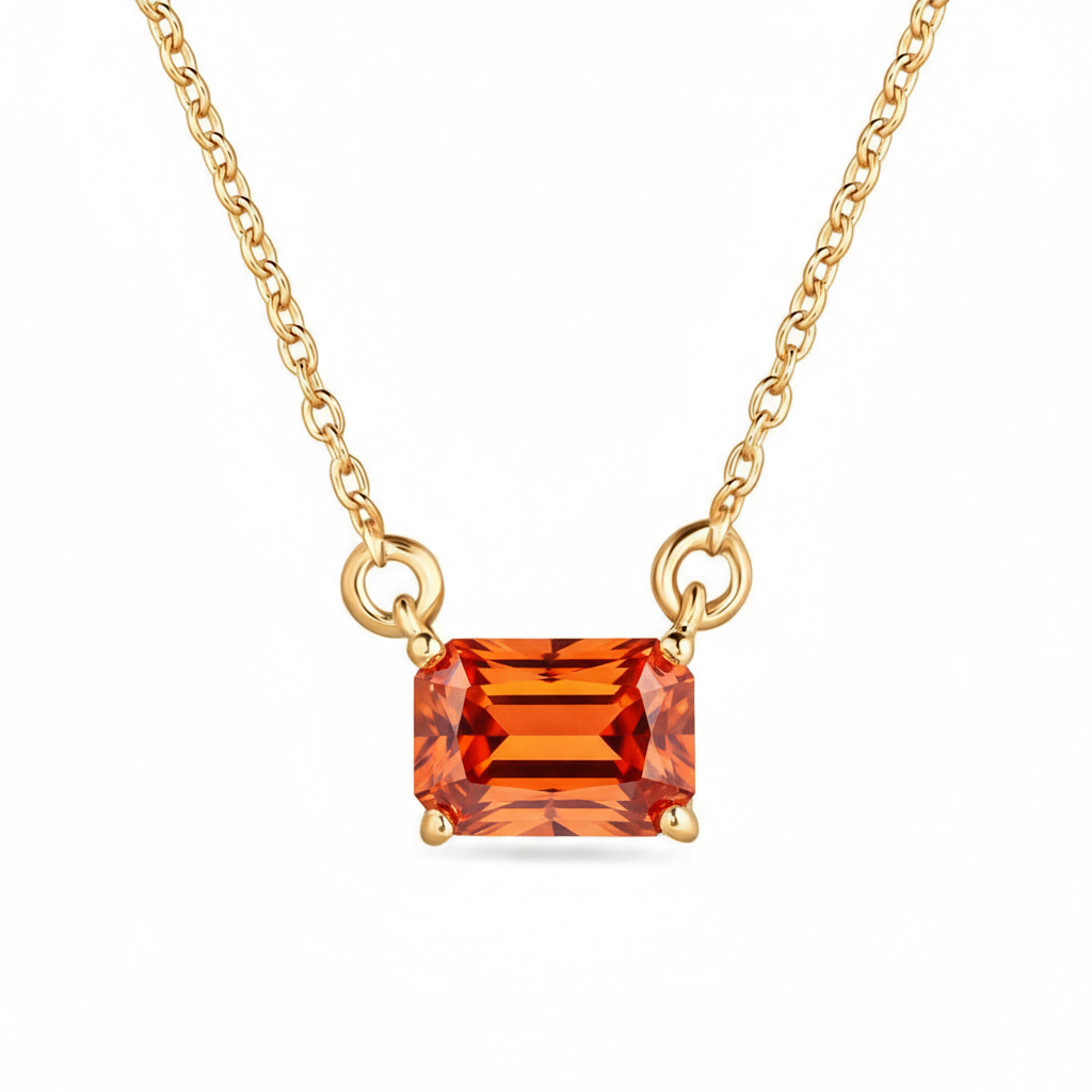 Nexus Solitaire Necklace – Orange Padparadscha Sapphire