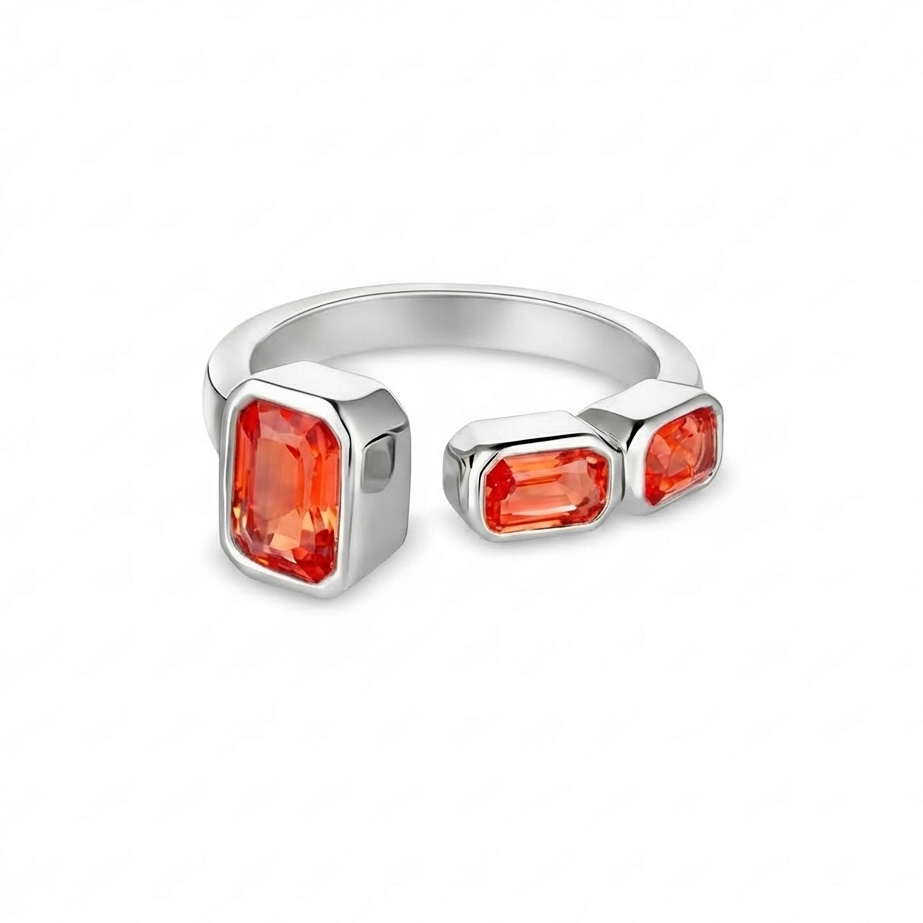 Nexus Frame Open Ring – Orange Padparadscha Sapphire