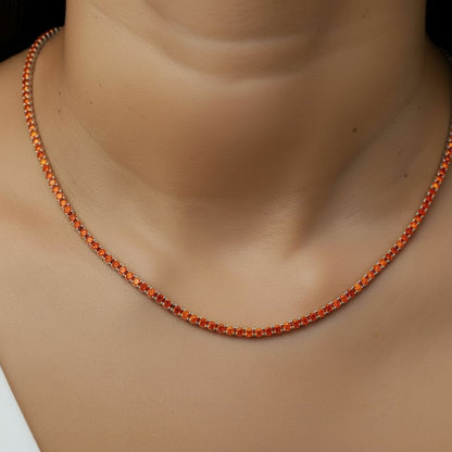 Juno Mini Tennis Necklace – Orange Padparadscha Sapphire