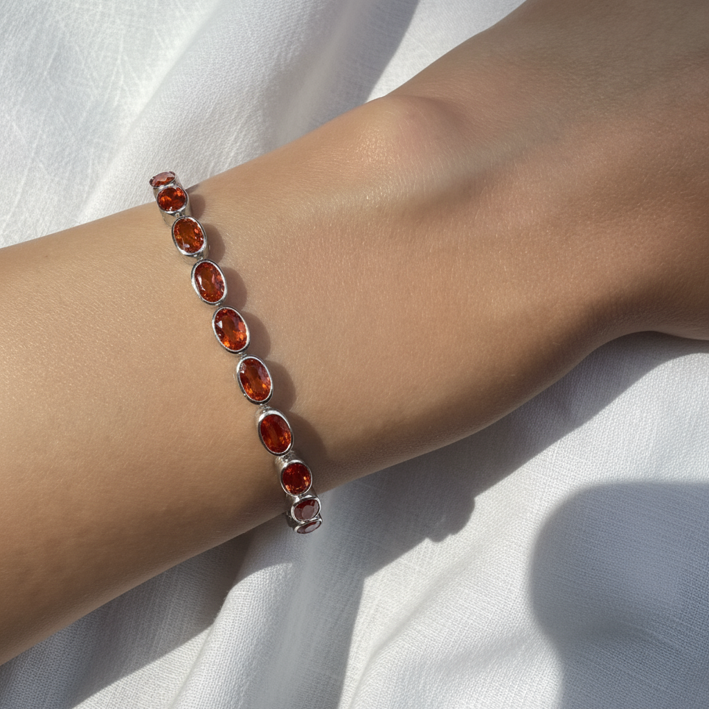 Velara Frame Tennis Bracelet – Orange Padparadscha Sapphire