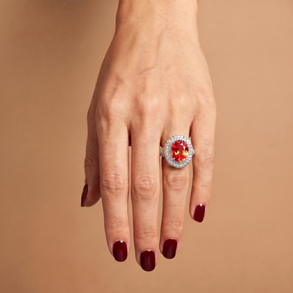 Velara Statement Ring – Orange Padparadscha Sapphire