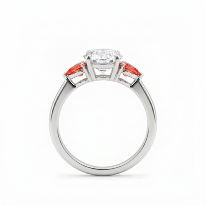 Juno Trio Ring – Orange Padparadscha Sapphire