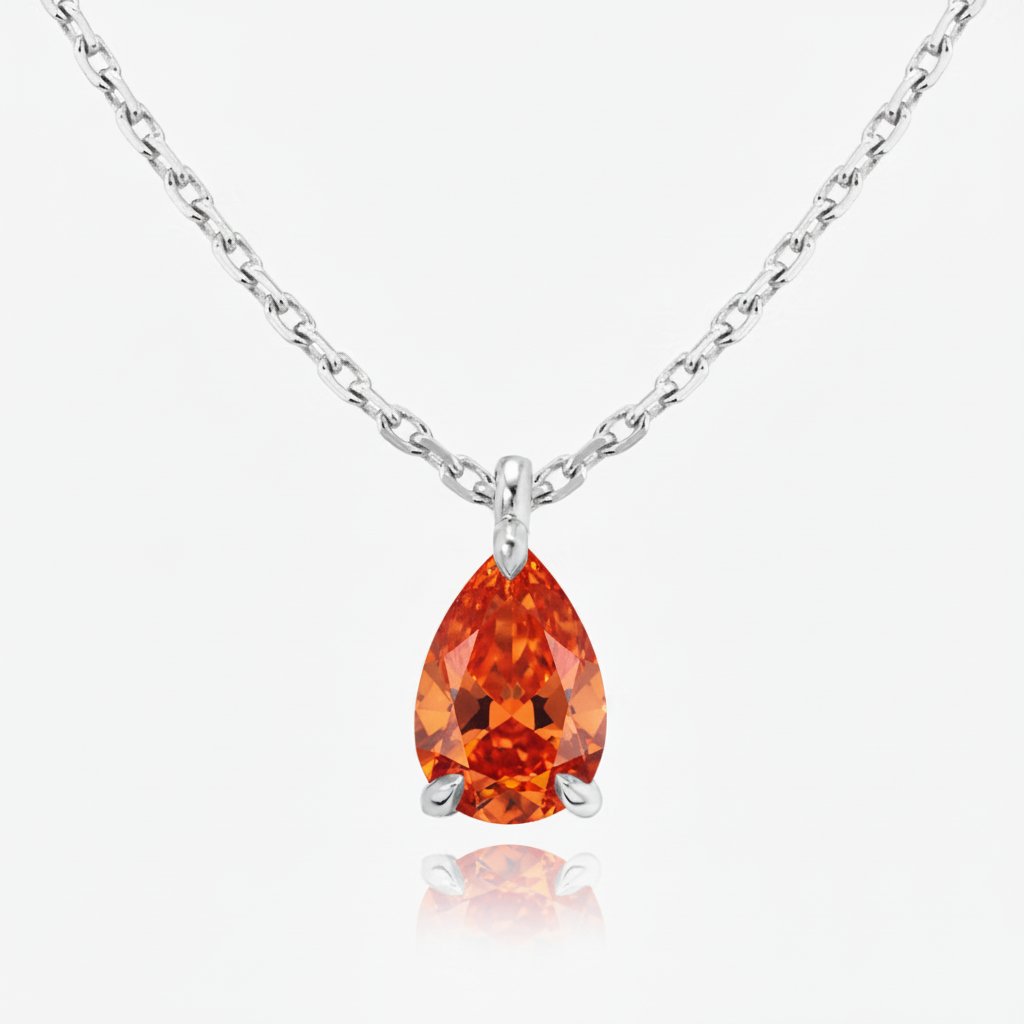Nova Solitaire Necklace – Orange Padparadscha Sapphire