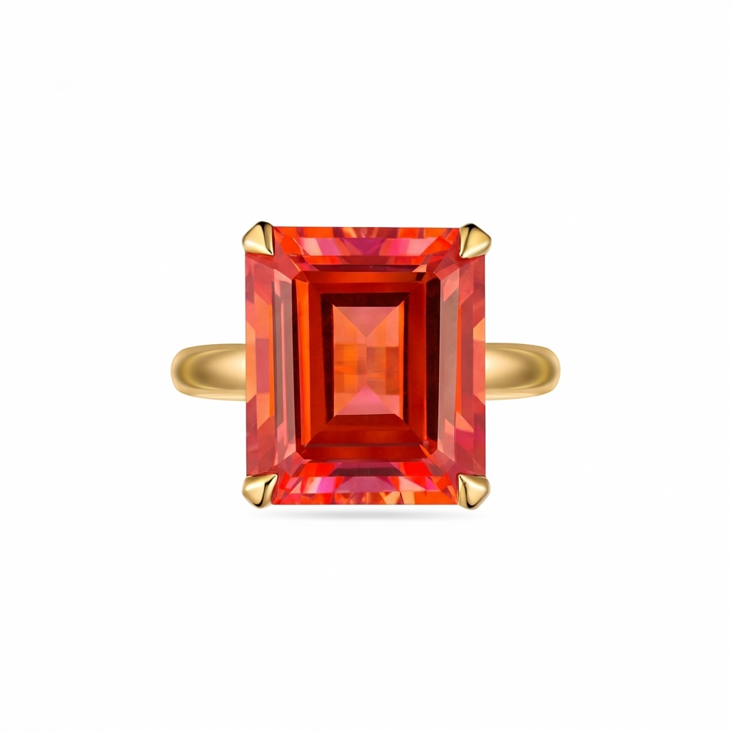 Nexus Bold Solitaire Ring – Orange Padparadscha Sapphire