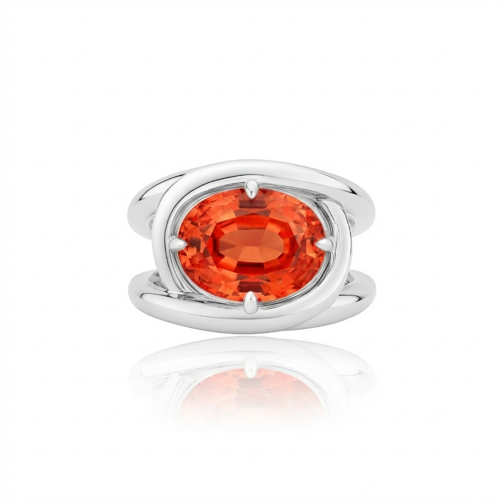 Velara Twist Ring – Orange Padparadscha Sapphire