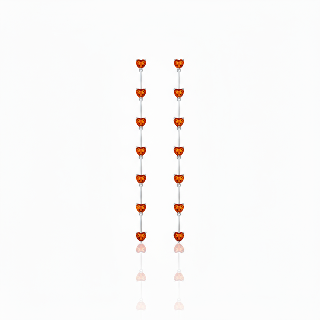 Amore Long Drop Earrings – Orange Padparadscha Sapphire