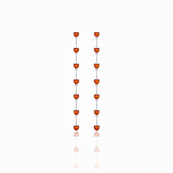 Amore Long Drop Earrings – Orange Padparadscha Sapphire