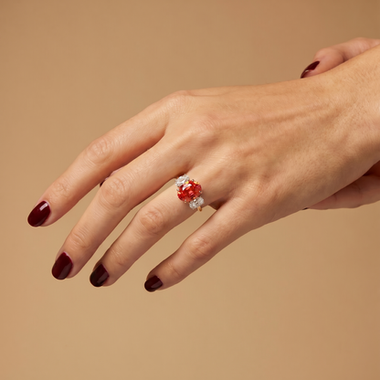 Velara Trilogy Ring – Orange Padparadscha Sapphire
