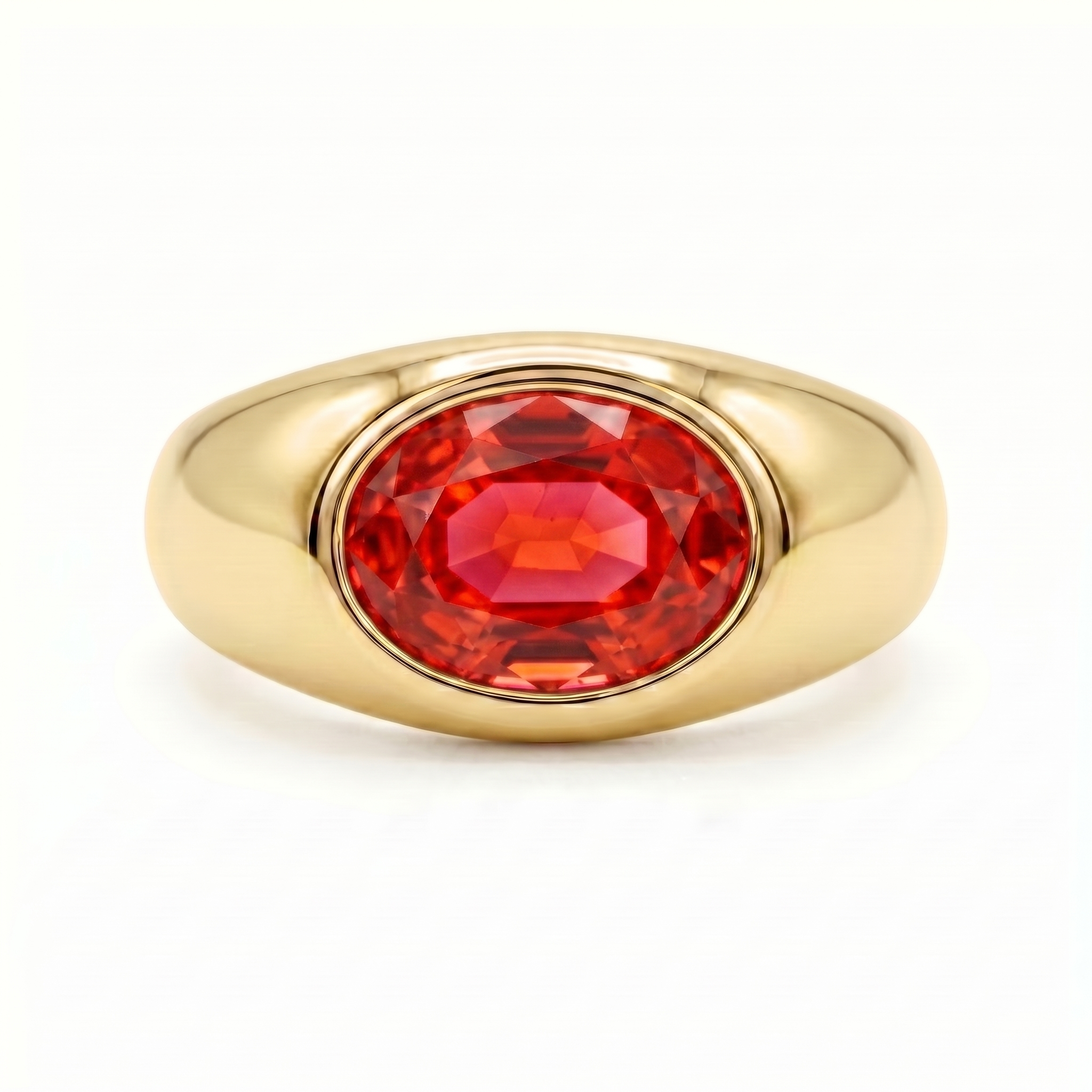 Velara Lateral Signet Ring – Orange Padparadscha Sapphire