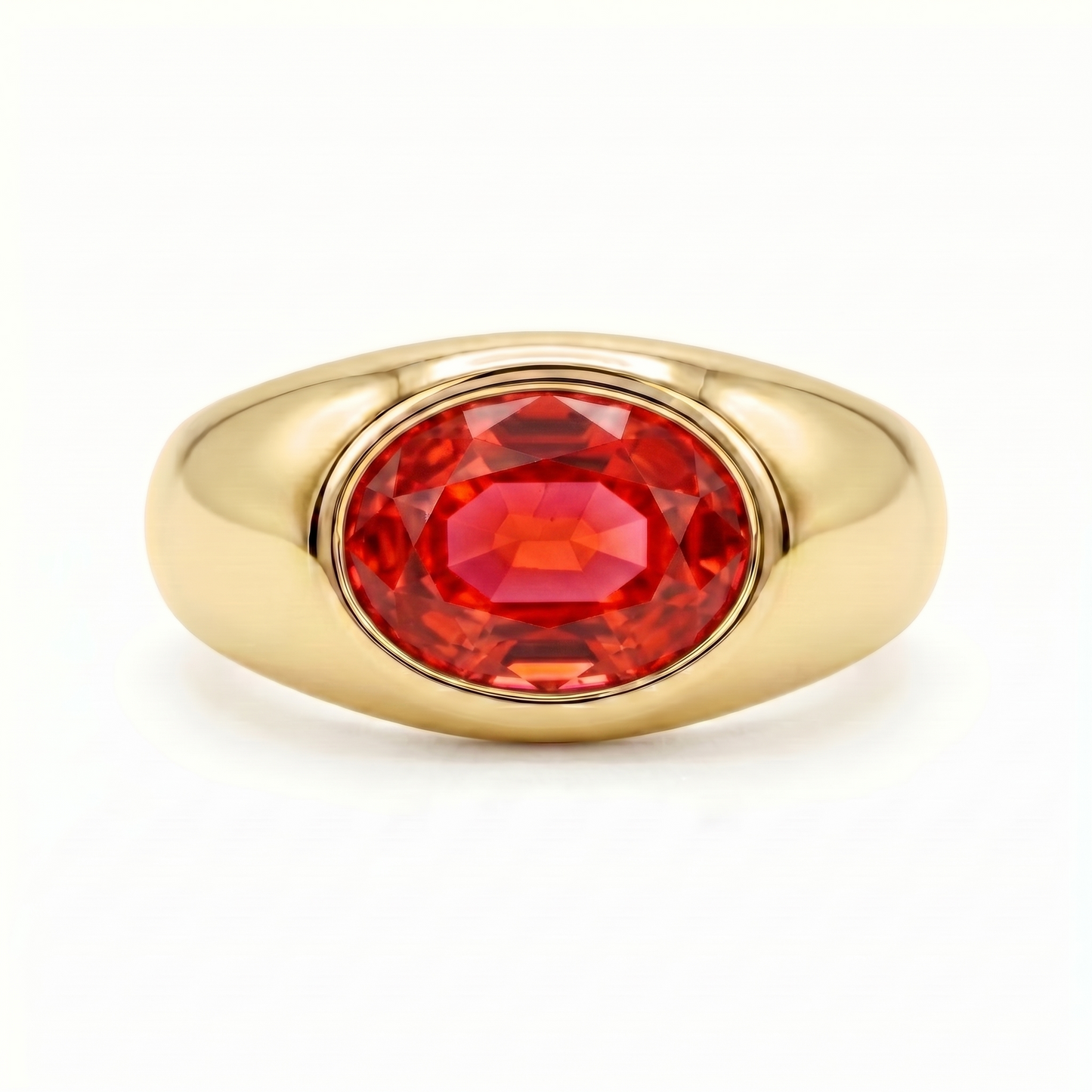 Velara Lateral Signet Ring – Orange Padparadscha Sapphire