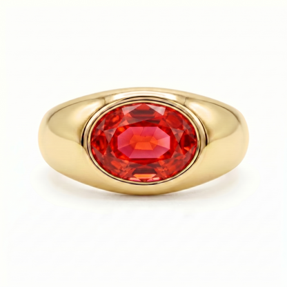 Velara Lateral Signet Ring – Orange Padparadscha Sapphire